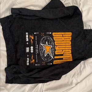 Black Graphic Hoodie with Orange Star Design